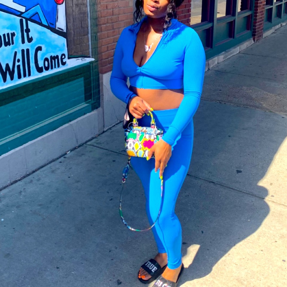 Blue LuckyLabel Two Piece Set